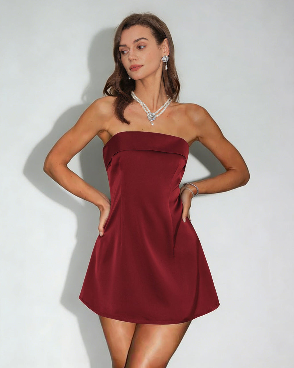 Red Strapless A-Line Mini Dress
