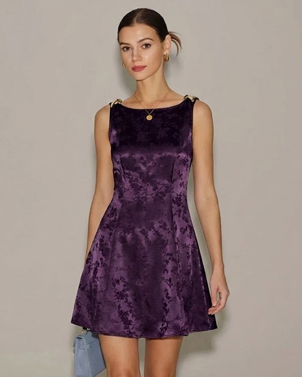 Purple Sleeveless Floral Mini Dress