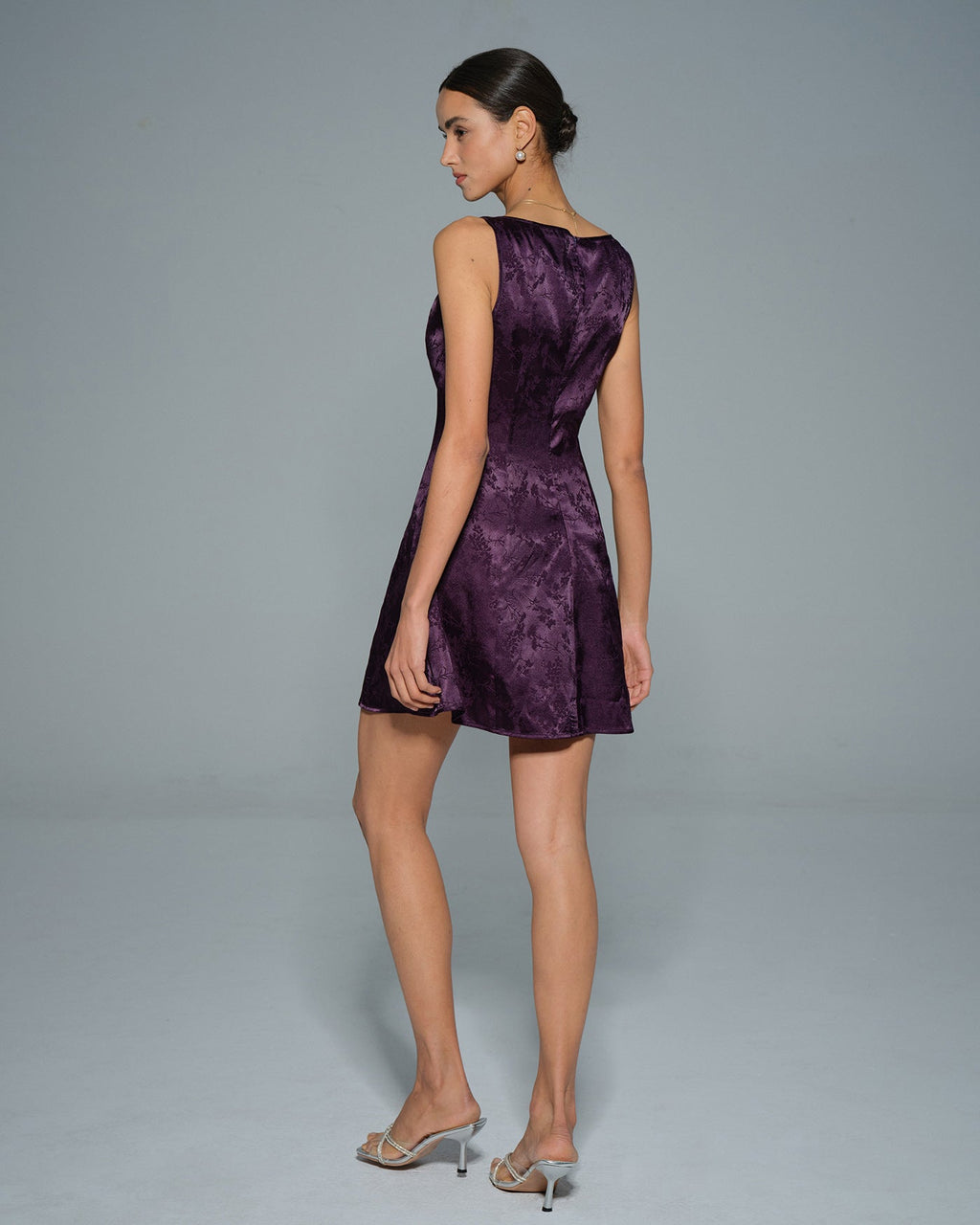Purple Sleeveless Floral Mini Dress