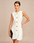 White Button Tunic Mini Dress