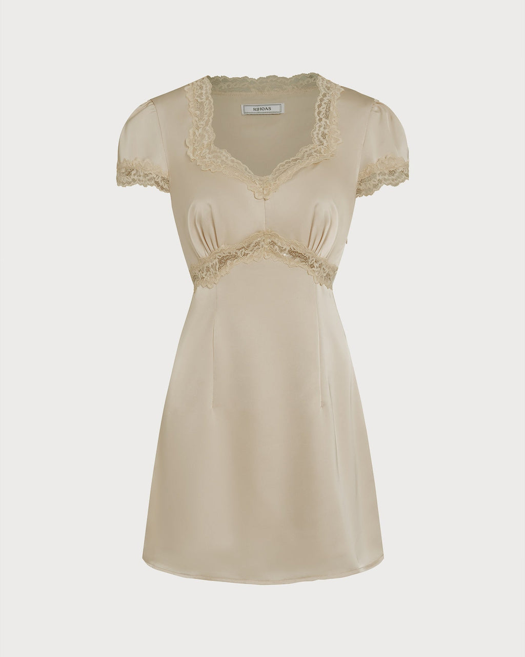 Apricot Square Neck Lace Mini Dress