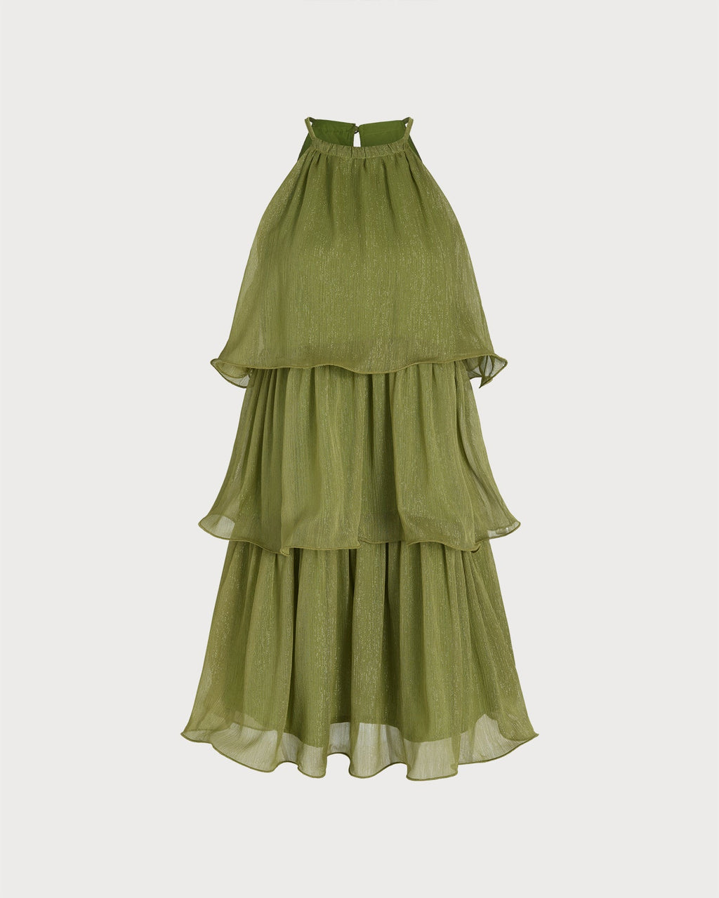 Green Round Neck Flowy Mini Dress