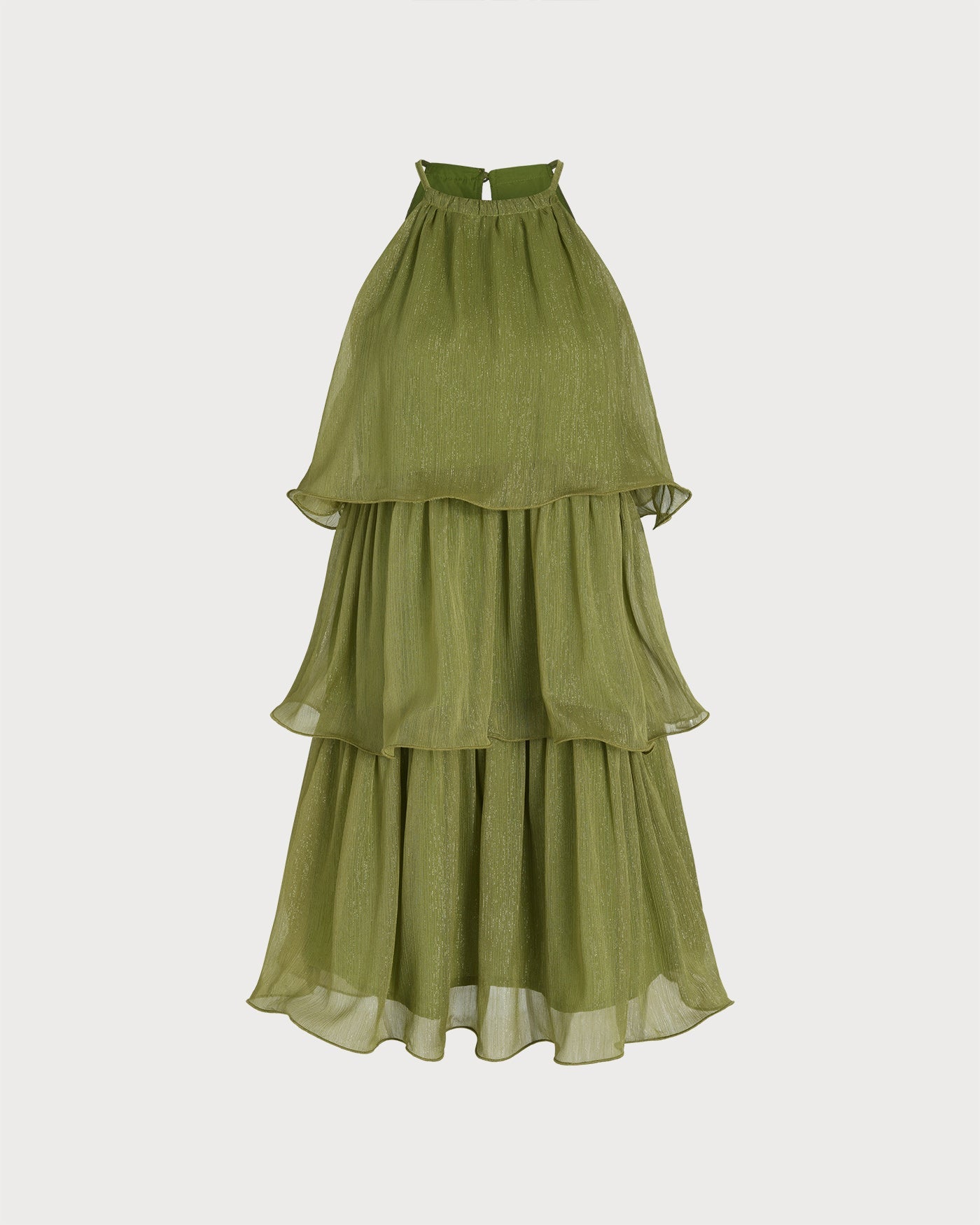 Green Round Neck Flowy Mini Dress