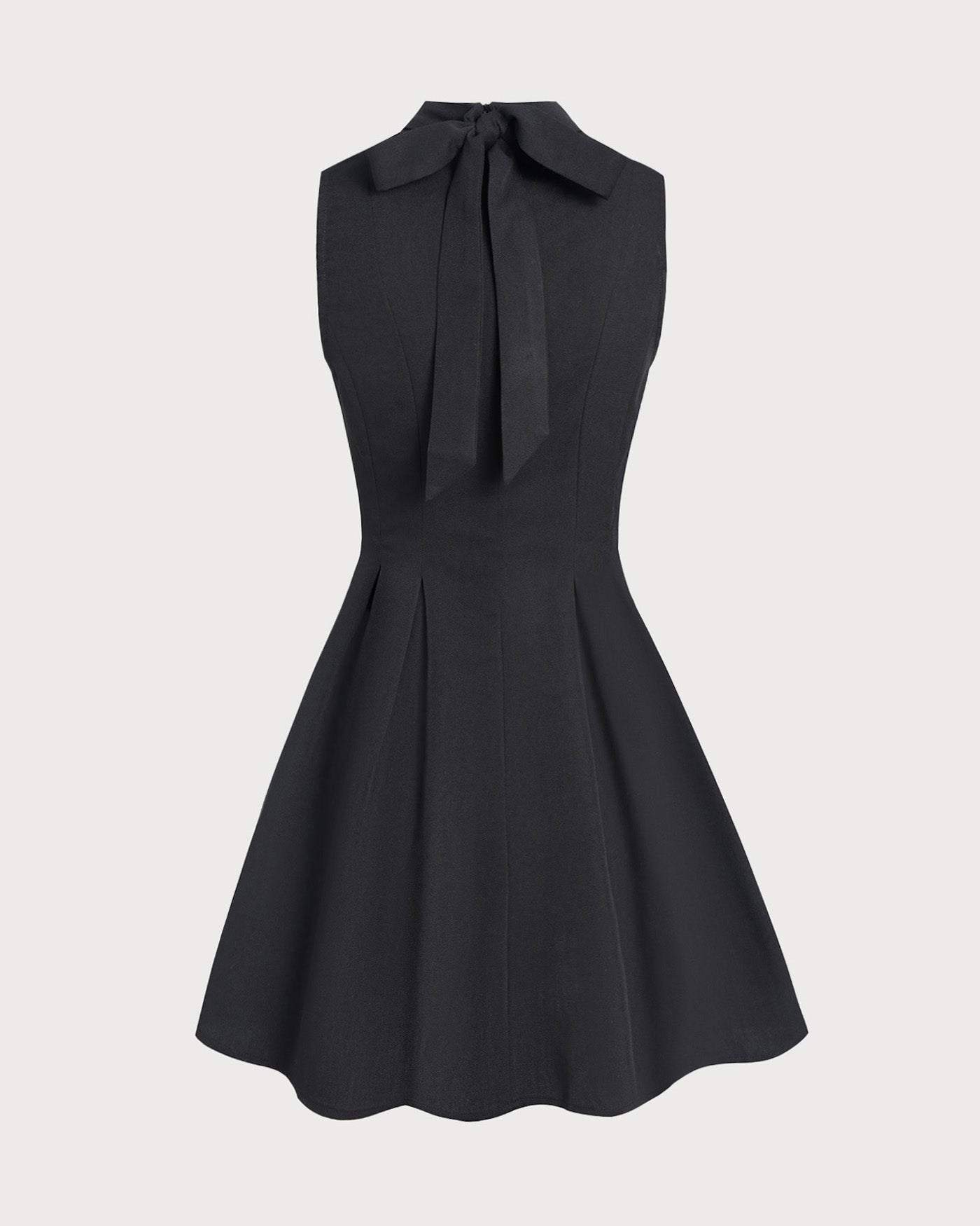 Black Mock Neck Ruched Sleeveless Mini Dress
