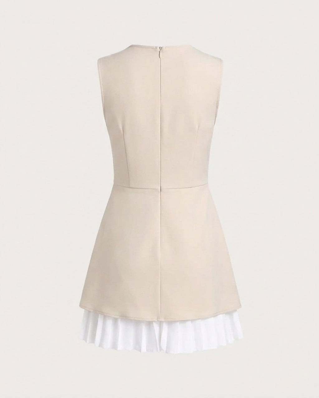 Women's Apricot Splicing Pleated Mini Dress