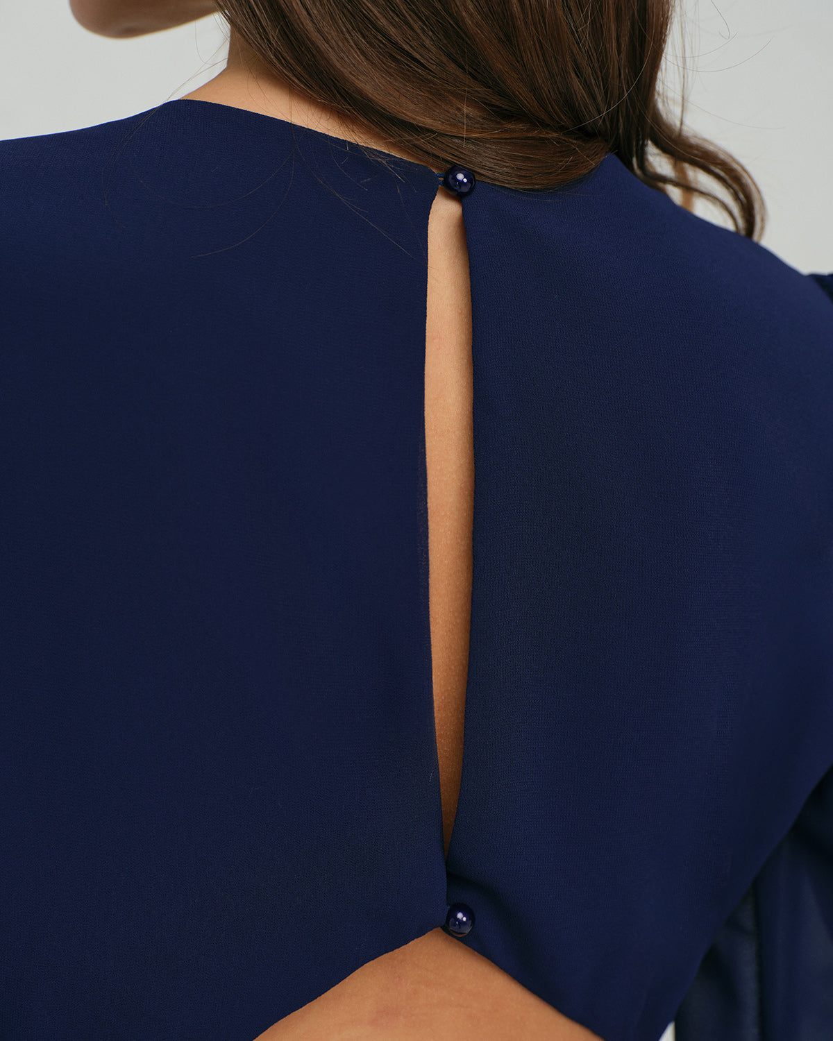 Blue Chiffon Backless A-Line Mini Dress