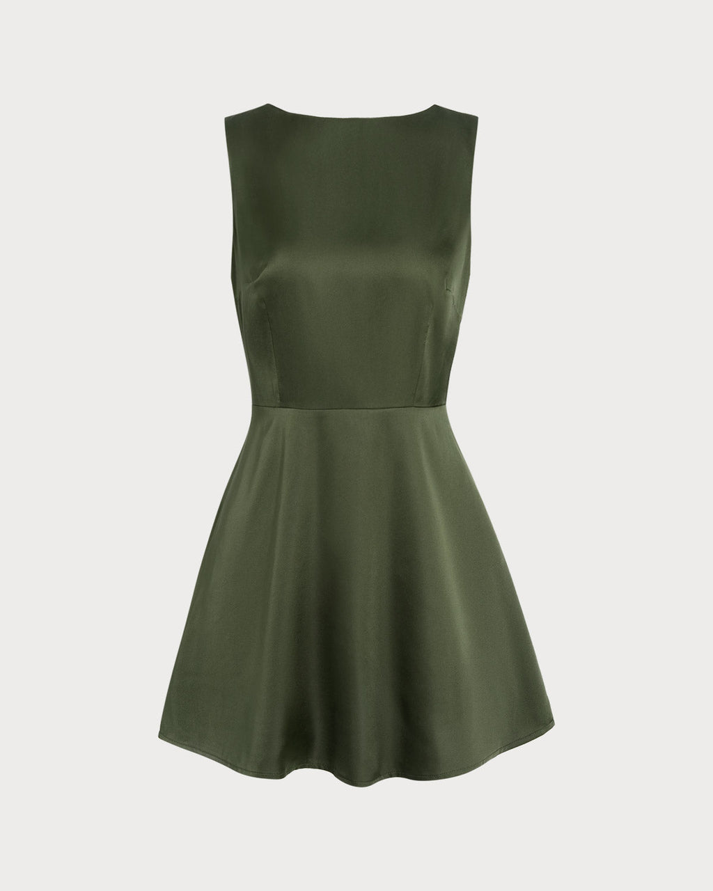 Green Satin Sleeveless Mini Dress