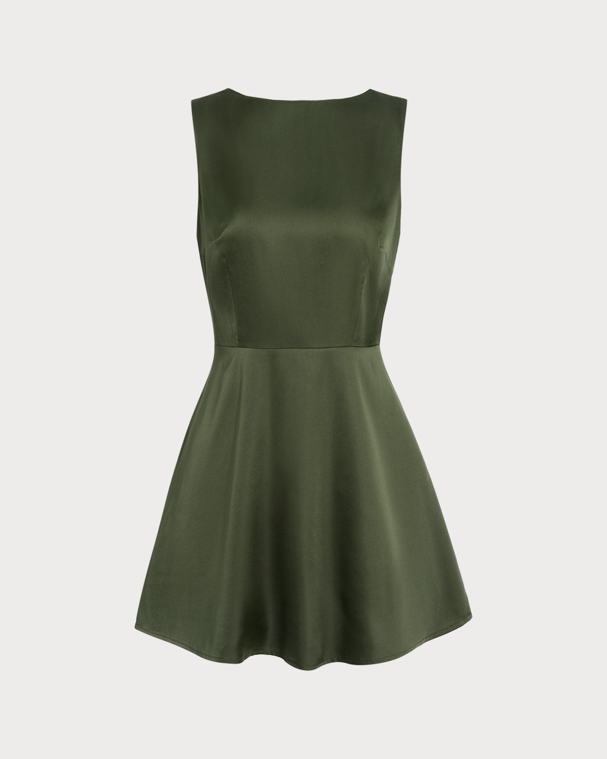 Green Satin Sleeveless Mini Dress