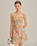 Floral Shirred Slip Mini Dress