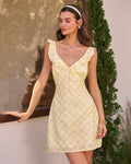 Yellow Plaid Ruffle Sleeveless Mini Dress