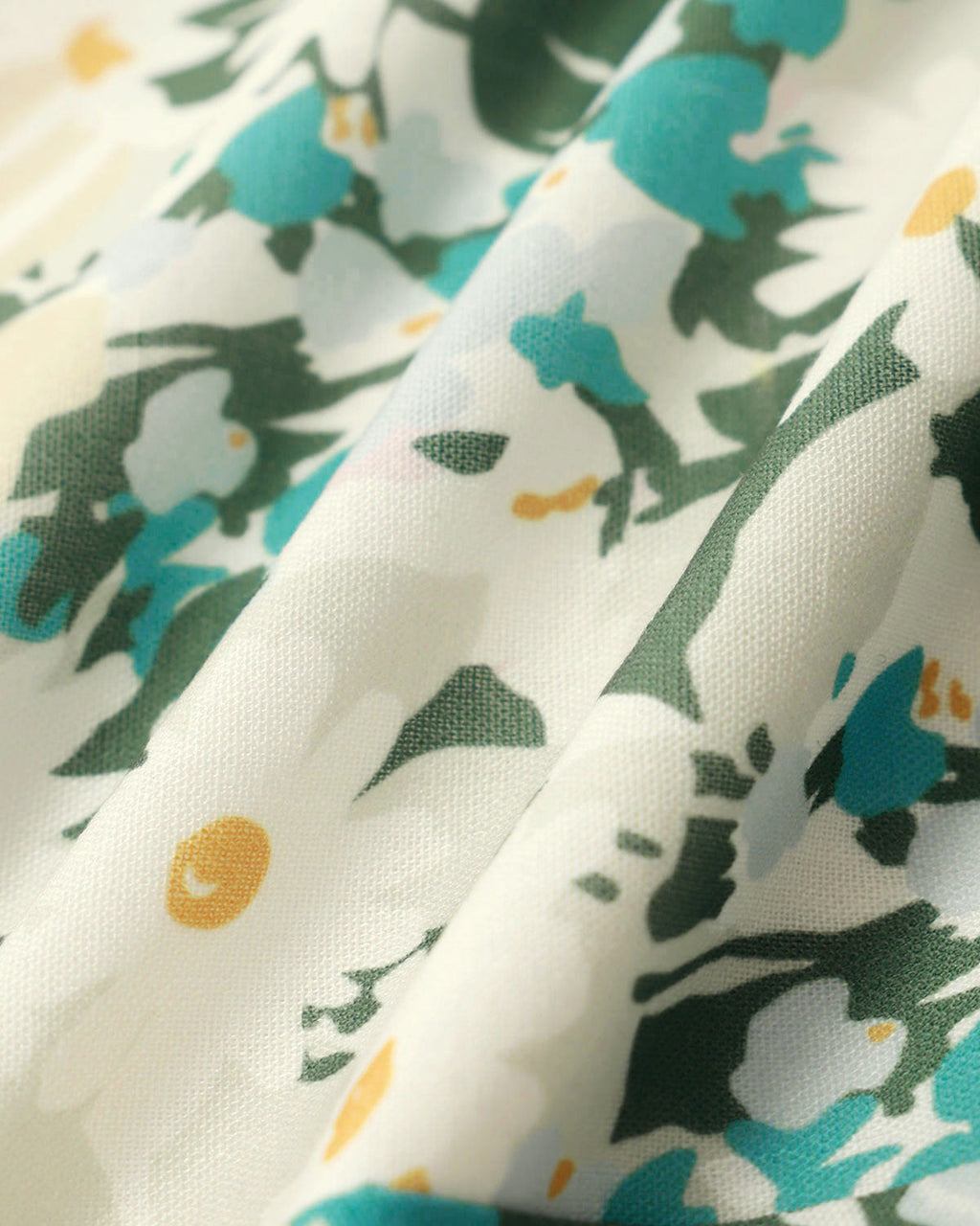 Green Floral Plant Sleeveless Mini Dress