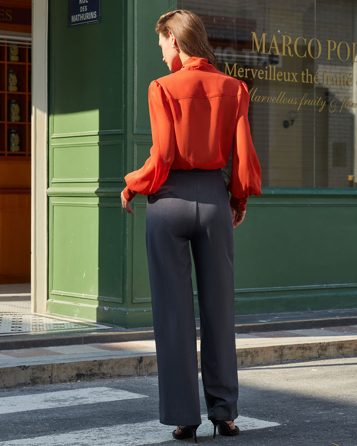 Grey Natural Waisted Casual Straight Pants