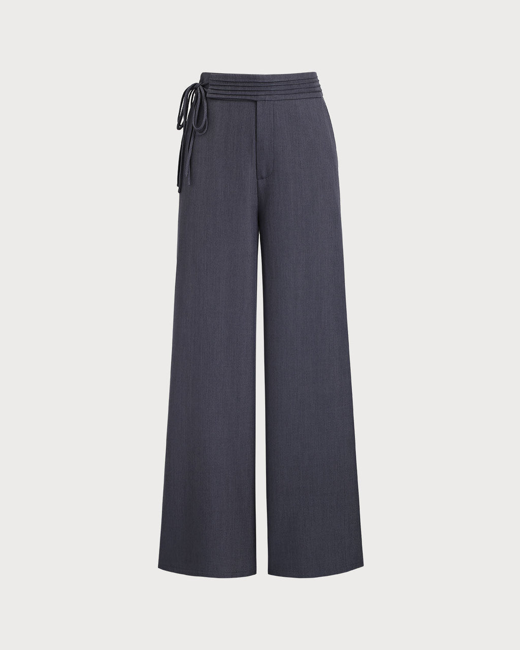 Grey Natural Waisted Casual Straight Pants