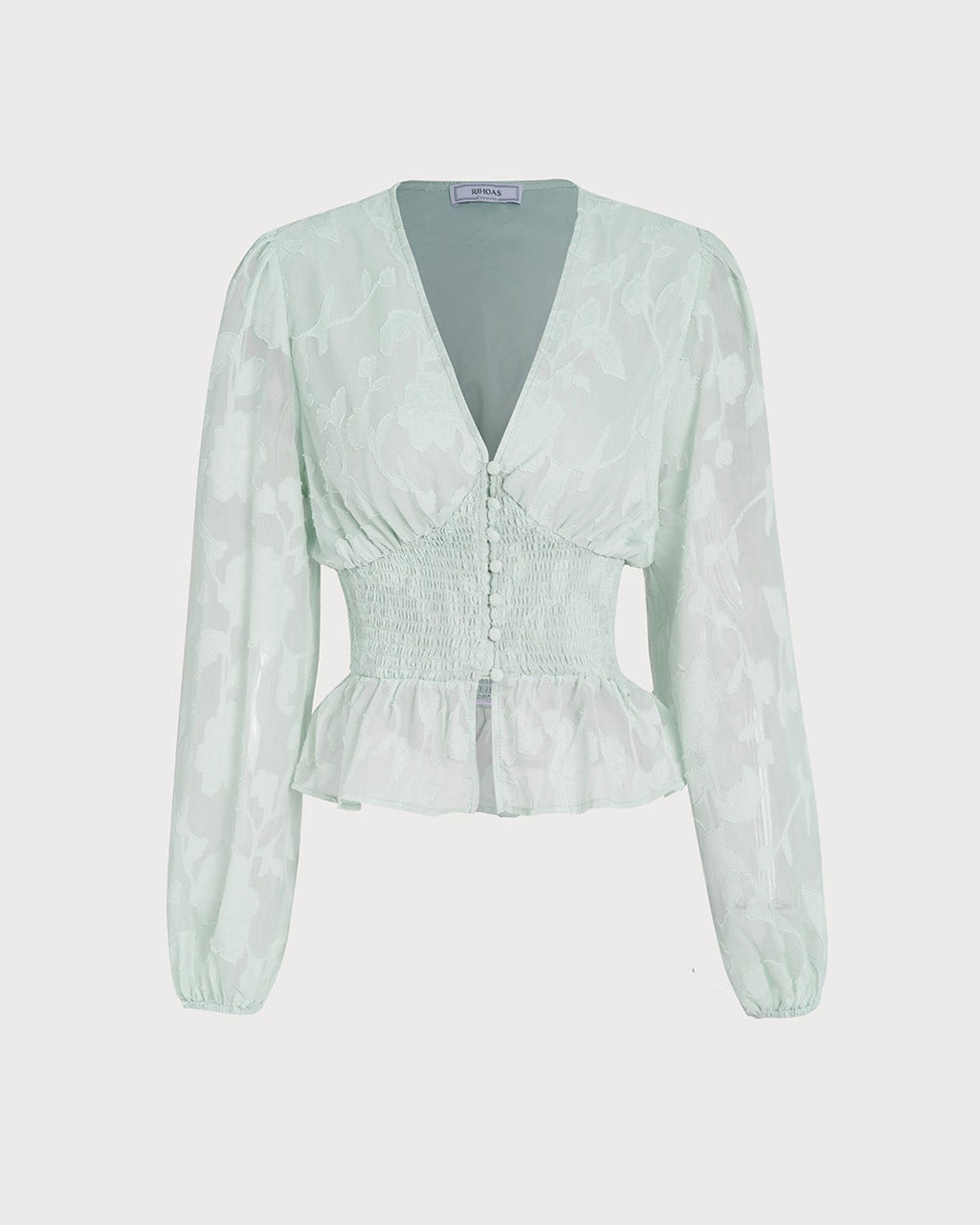 Green V Neck Floral Shirt