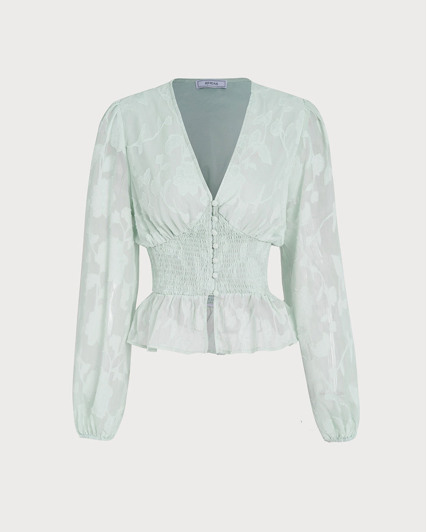 Green V Neck Floral Shirt