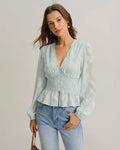 Green V Neck Floral Shirt