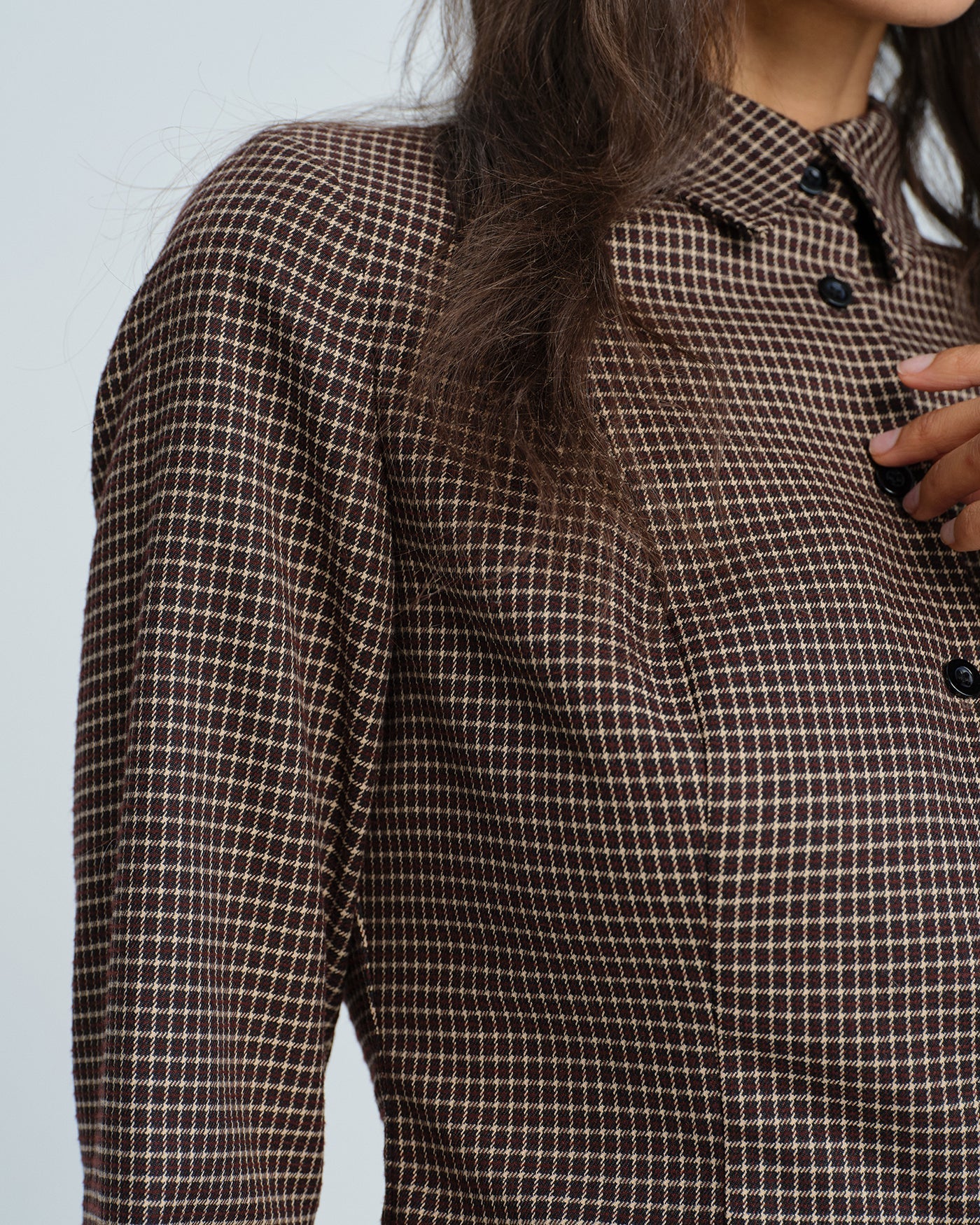Coffee Button Plaid Shirt
