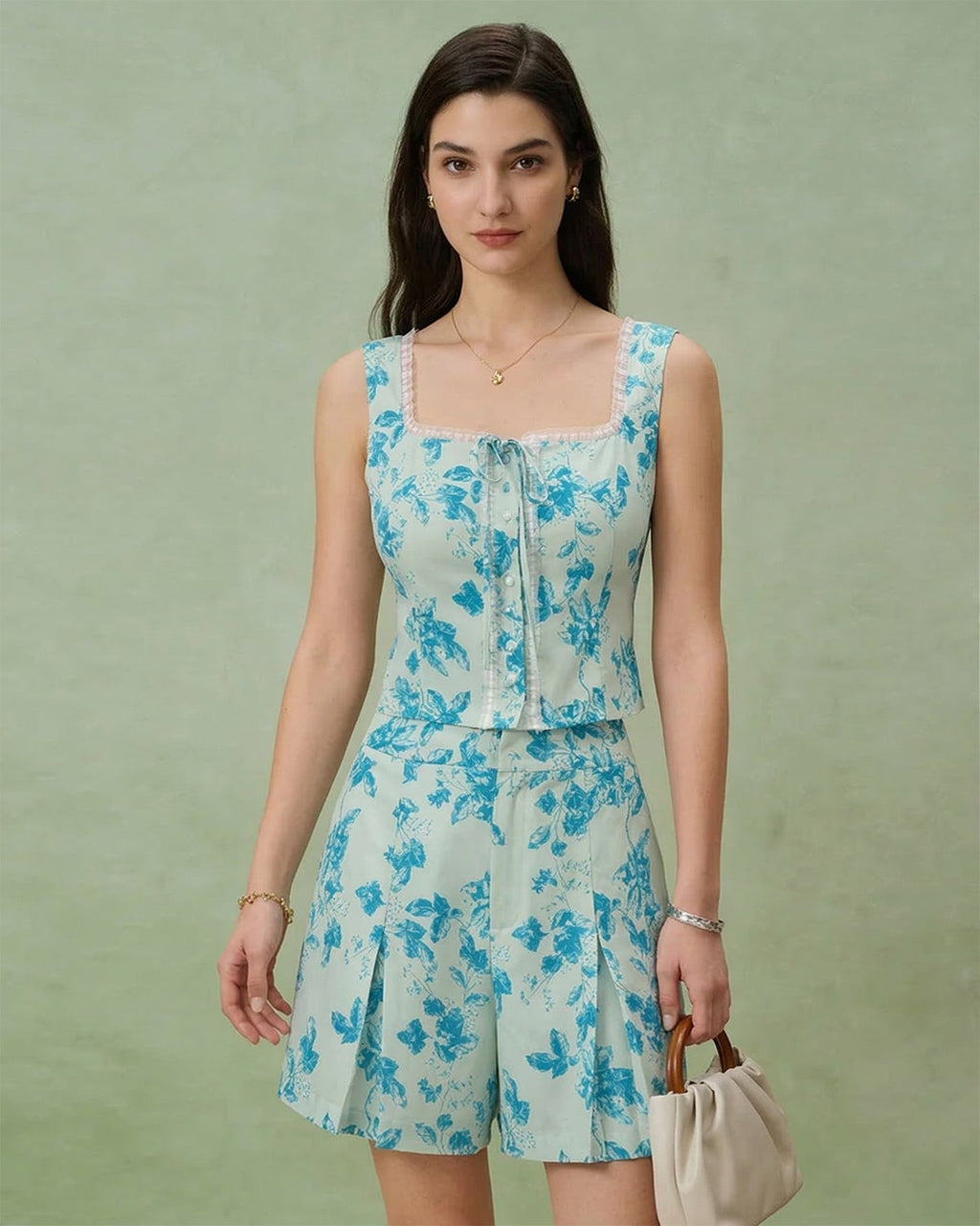 Blue Floral Pocket Shorts