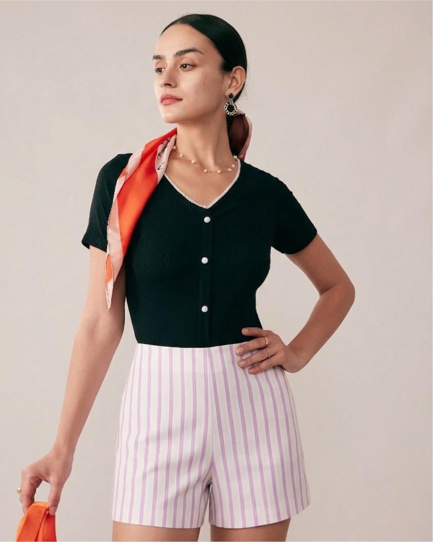 Pink Striped Pocket Shorts