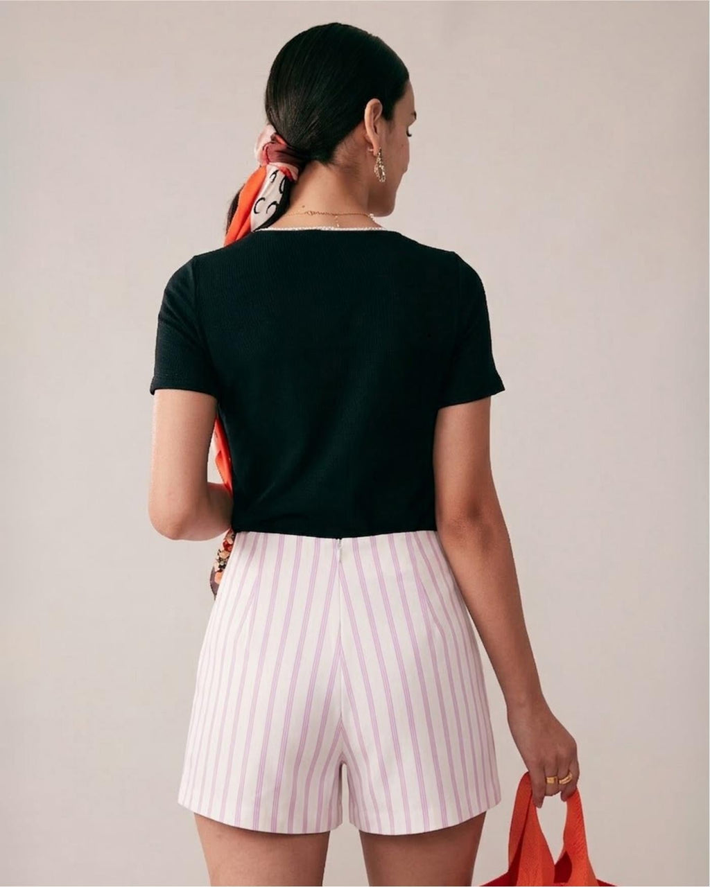 Pink Striped Pocket Shorts