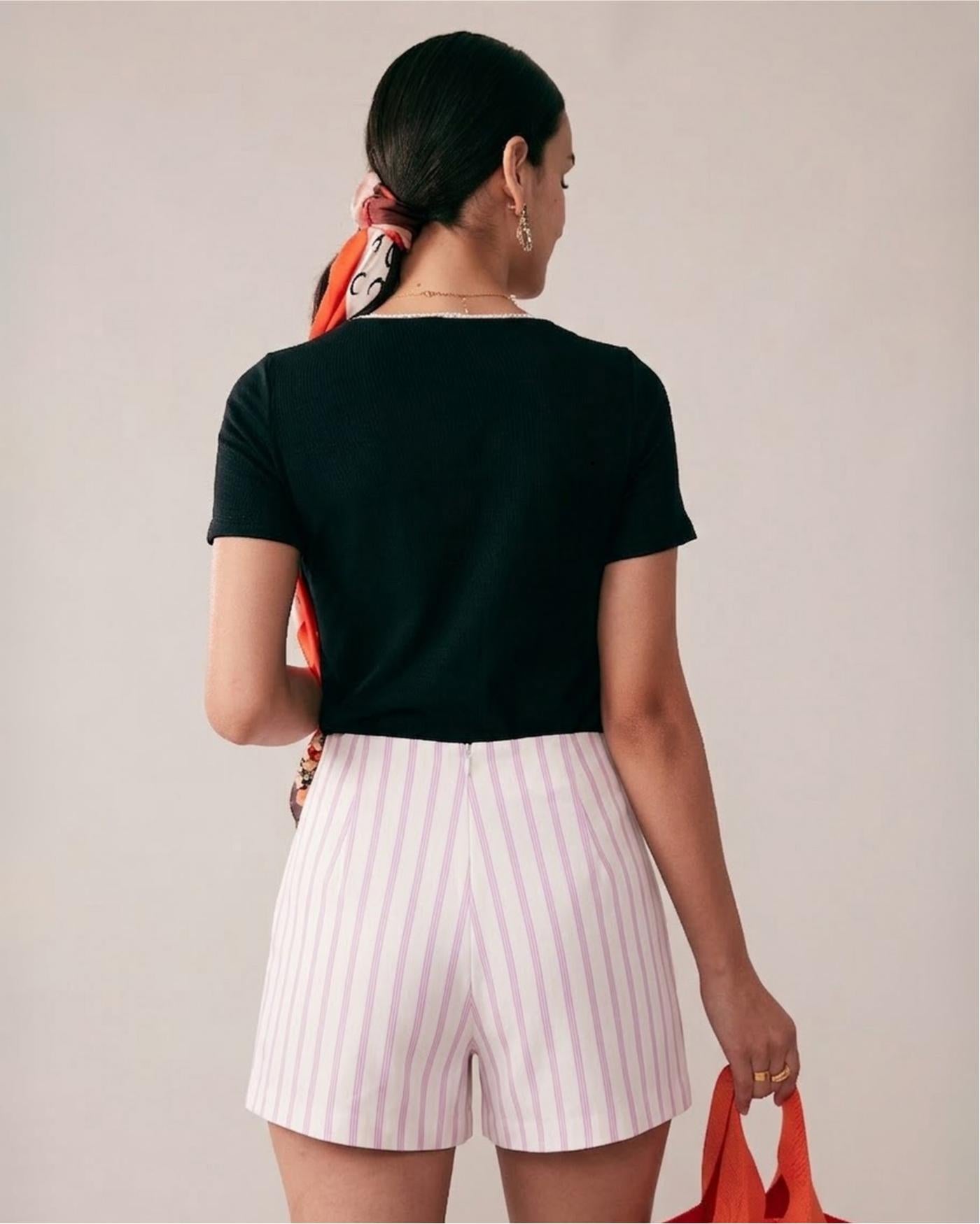 Pink Striped Pocket Shorts