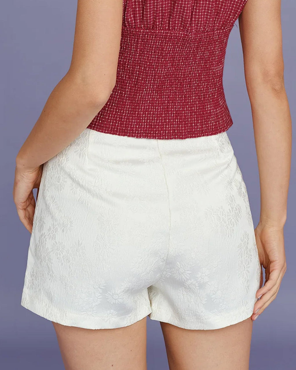 Apricot Jacquard Pockets Shorts