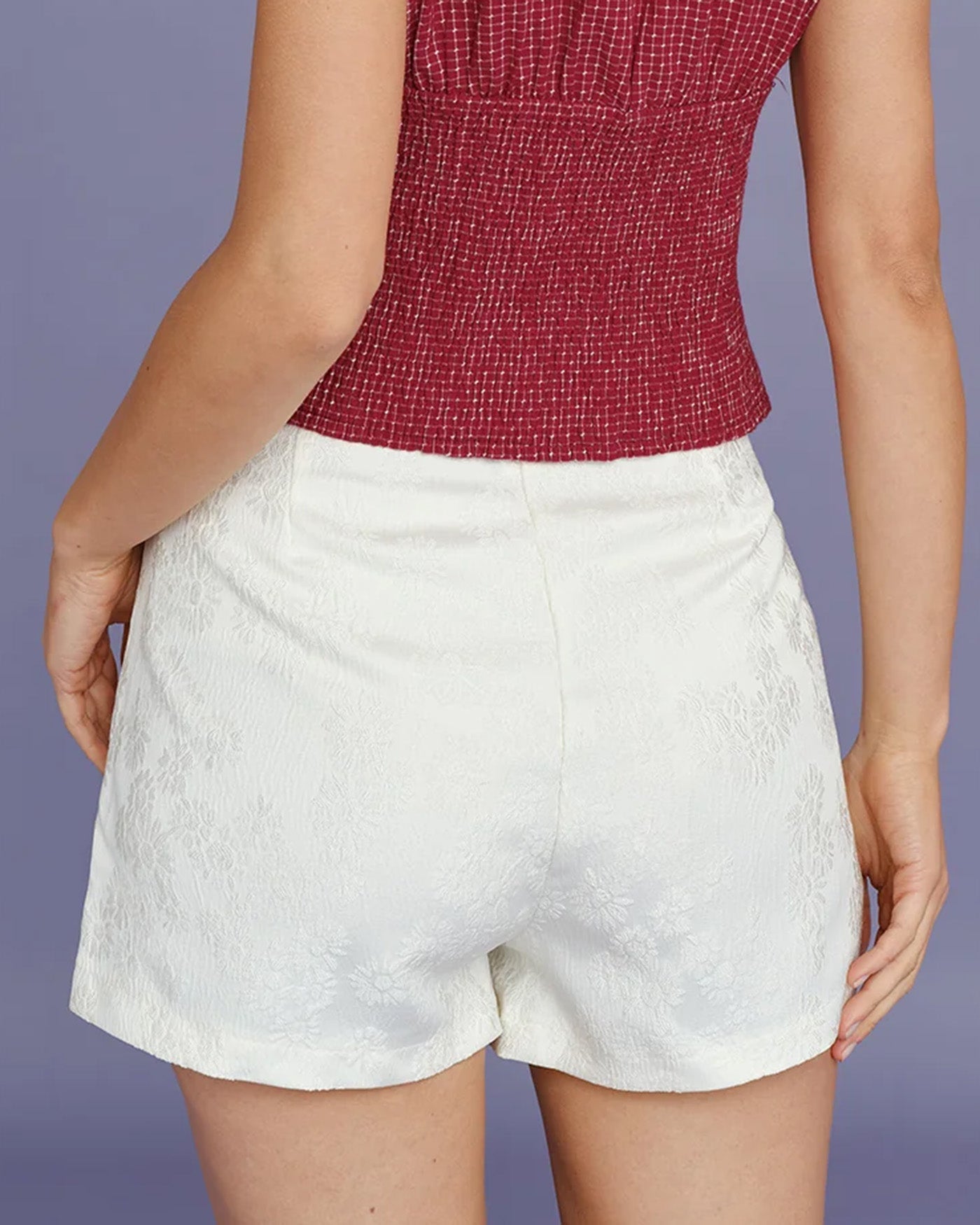 Apricot Jacquard Pockets Shorts