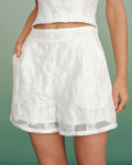 White Jacquard Pockets Shorts