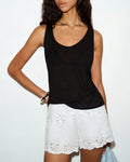 White Floral Button Shorts