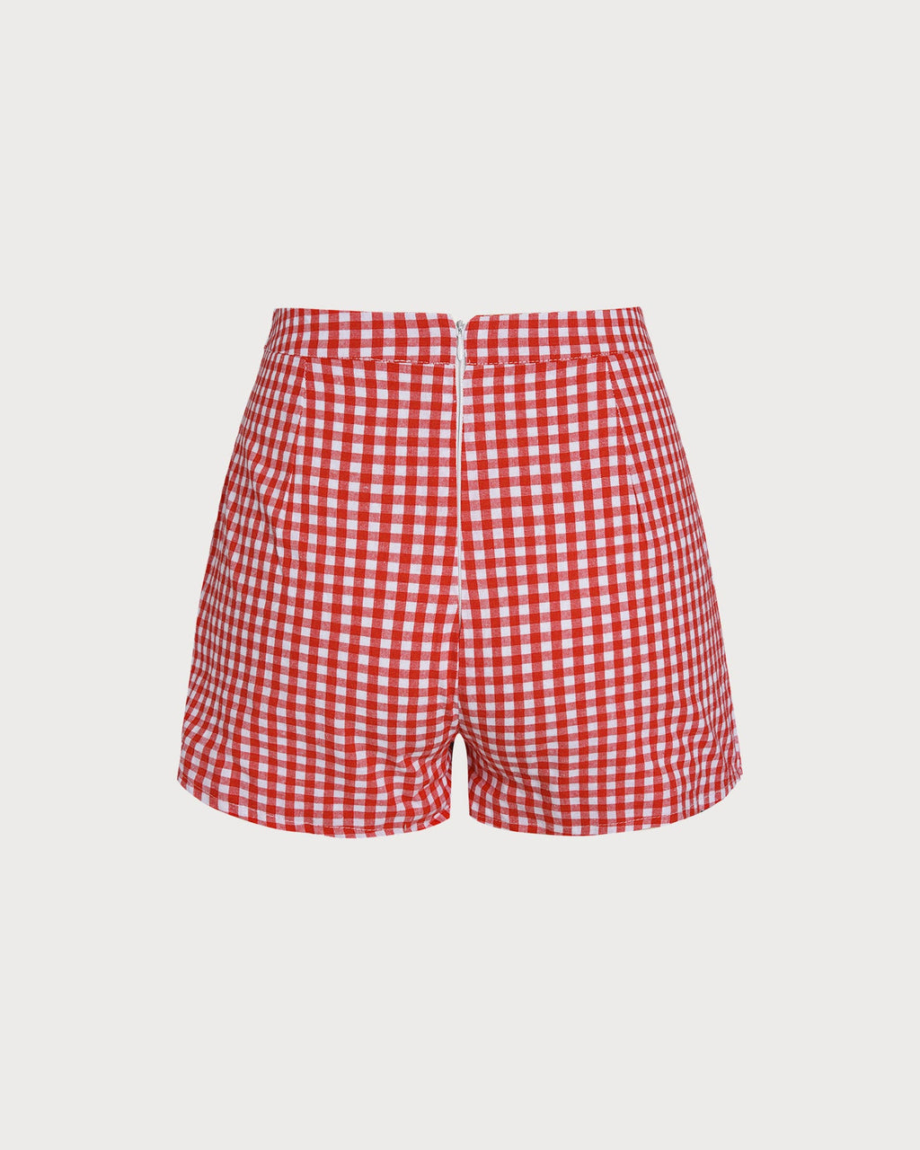 Red Plaid Button Skort