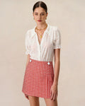 Red Plaid Button Skort