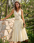 Apricot Splicing Tie Midi Skirt