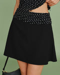 Black Polka Dot Splicing Mini Skirt