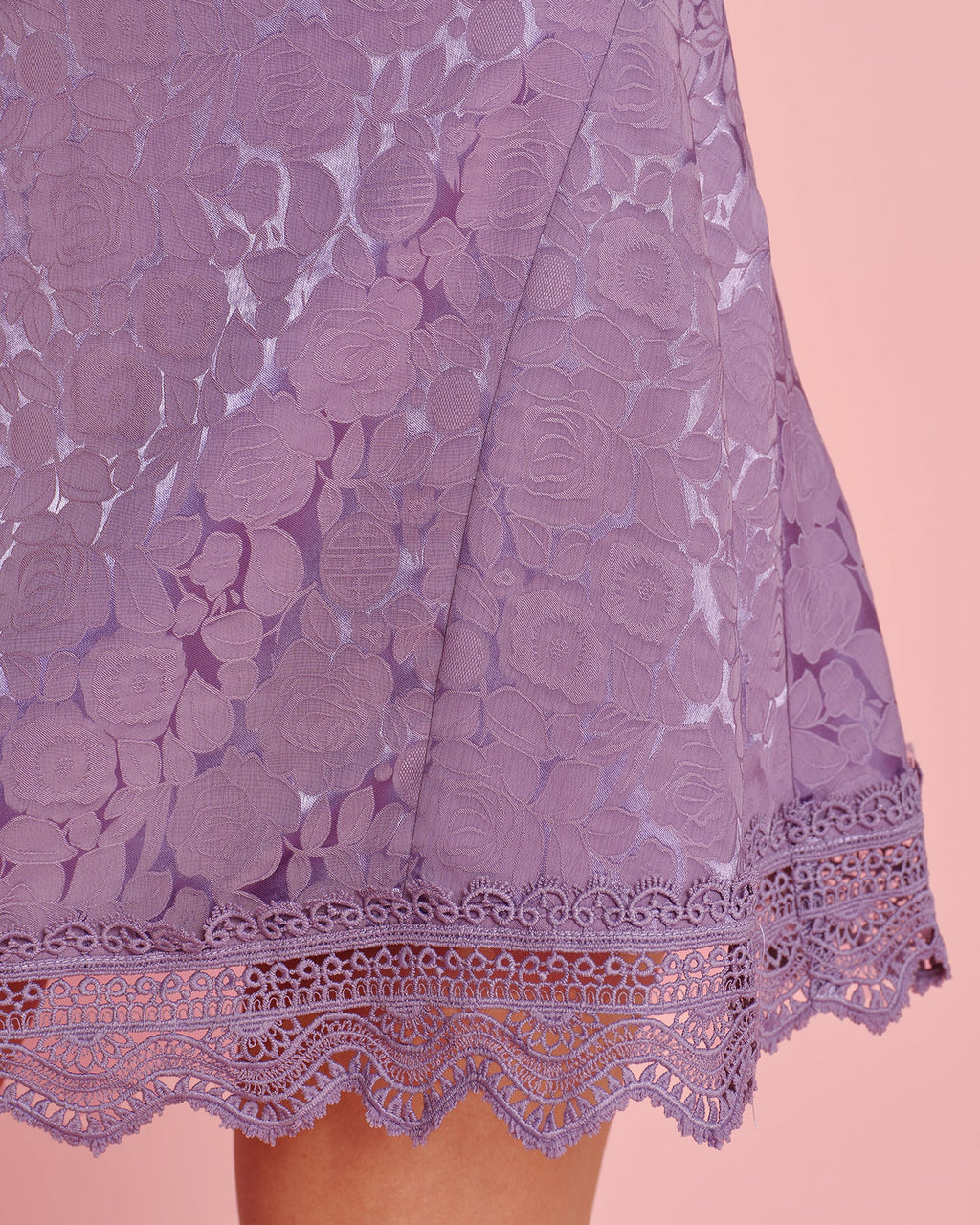 Purple Jacquard Lace Mini Skirt