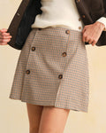 Khaki Plaid A-Line Mini Skirt