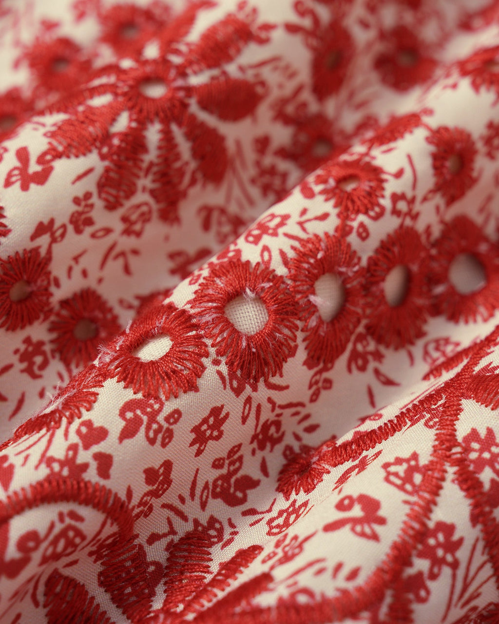 Red Floral Ruched Midi Skirt