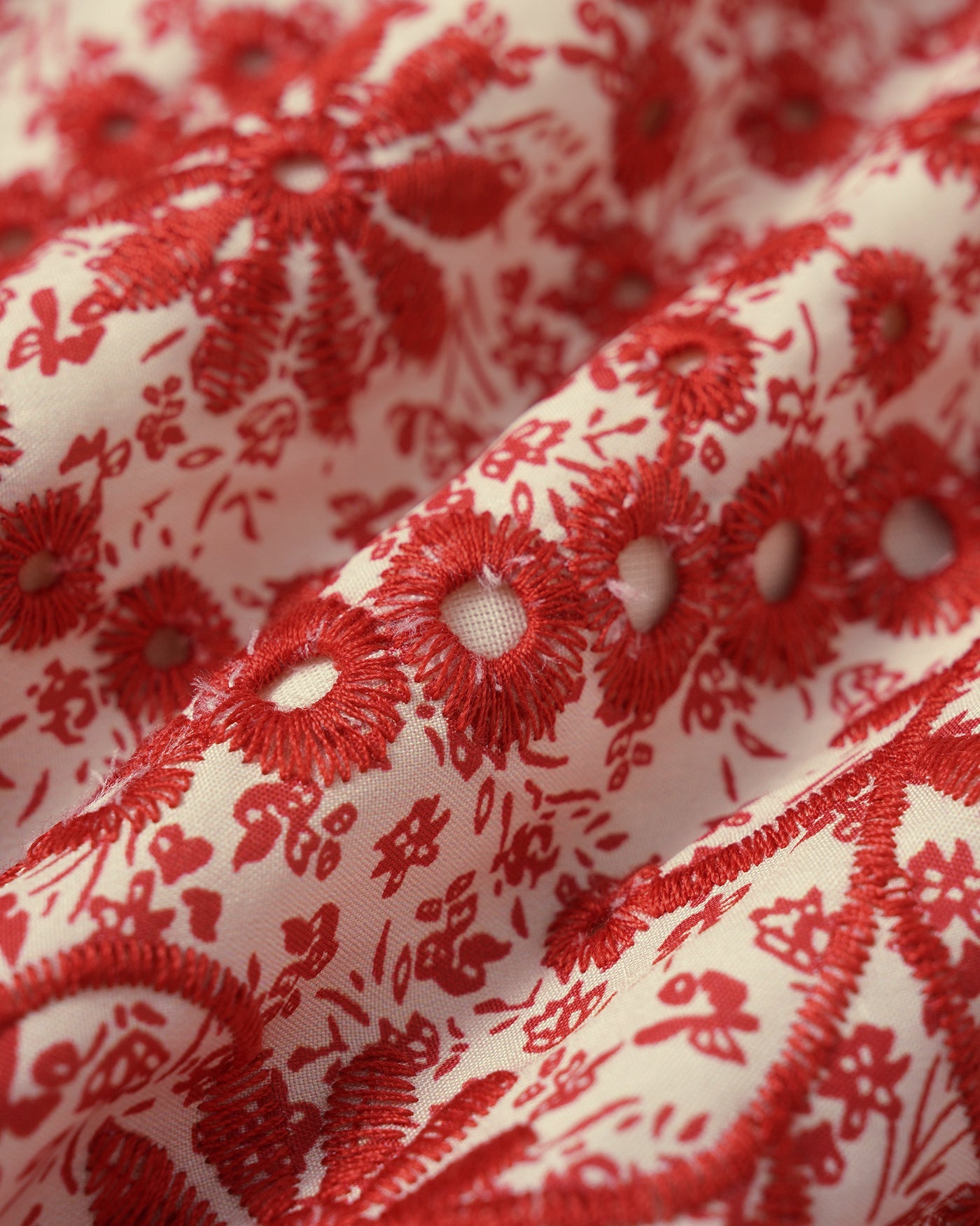 Red Floral Ruched Midi Skirt