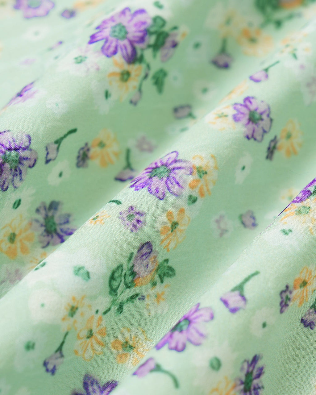 Green Floral Tie Straight Skirt