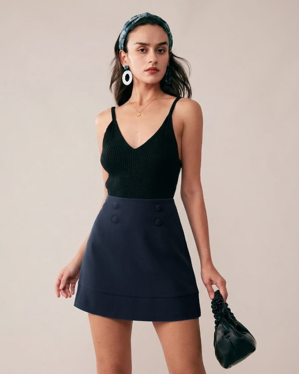 Navy Pocket Mini Skirt