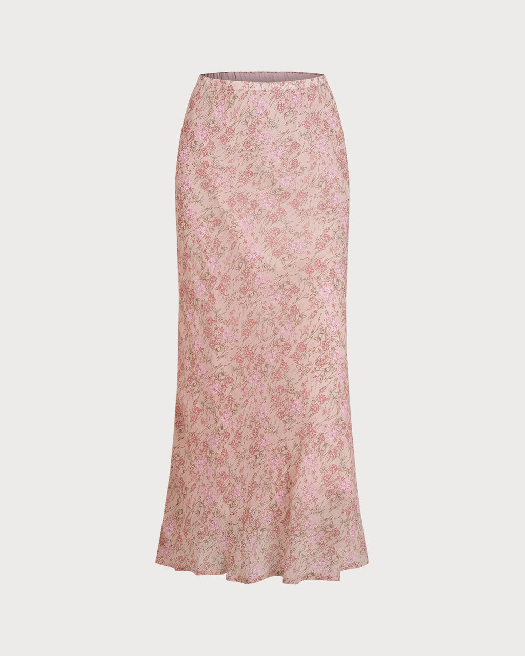 Pink Elastic Waist Floral Skirt