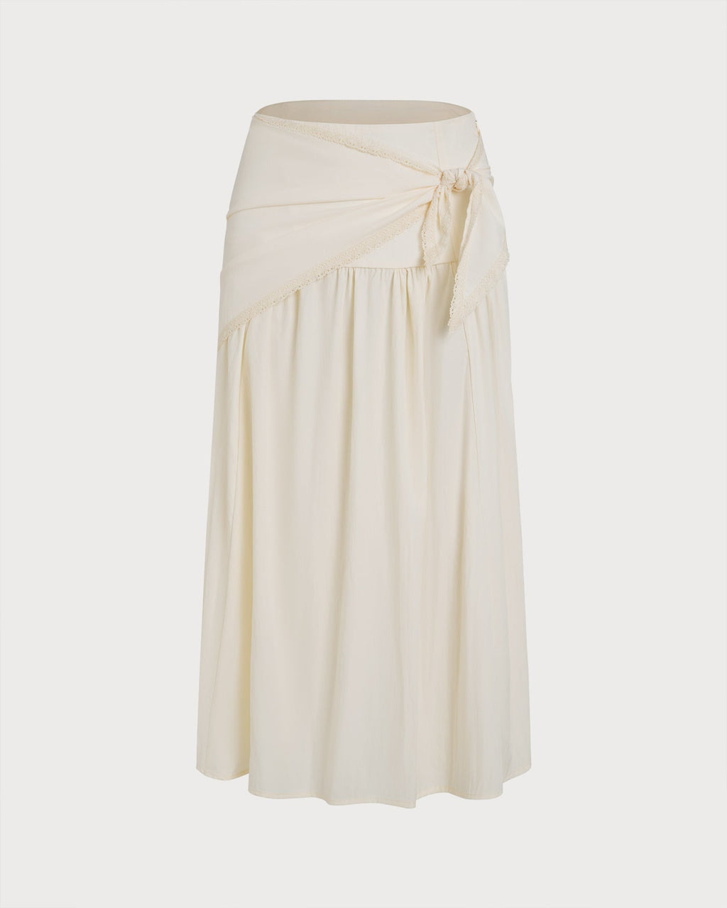 Apricot Splicing Tie Midi Skirt