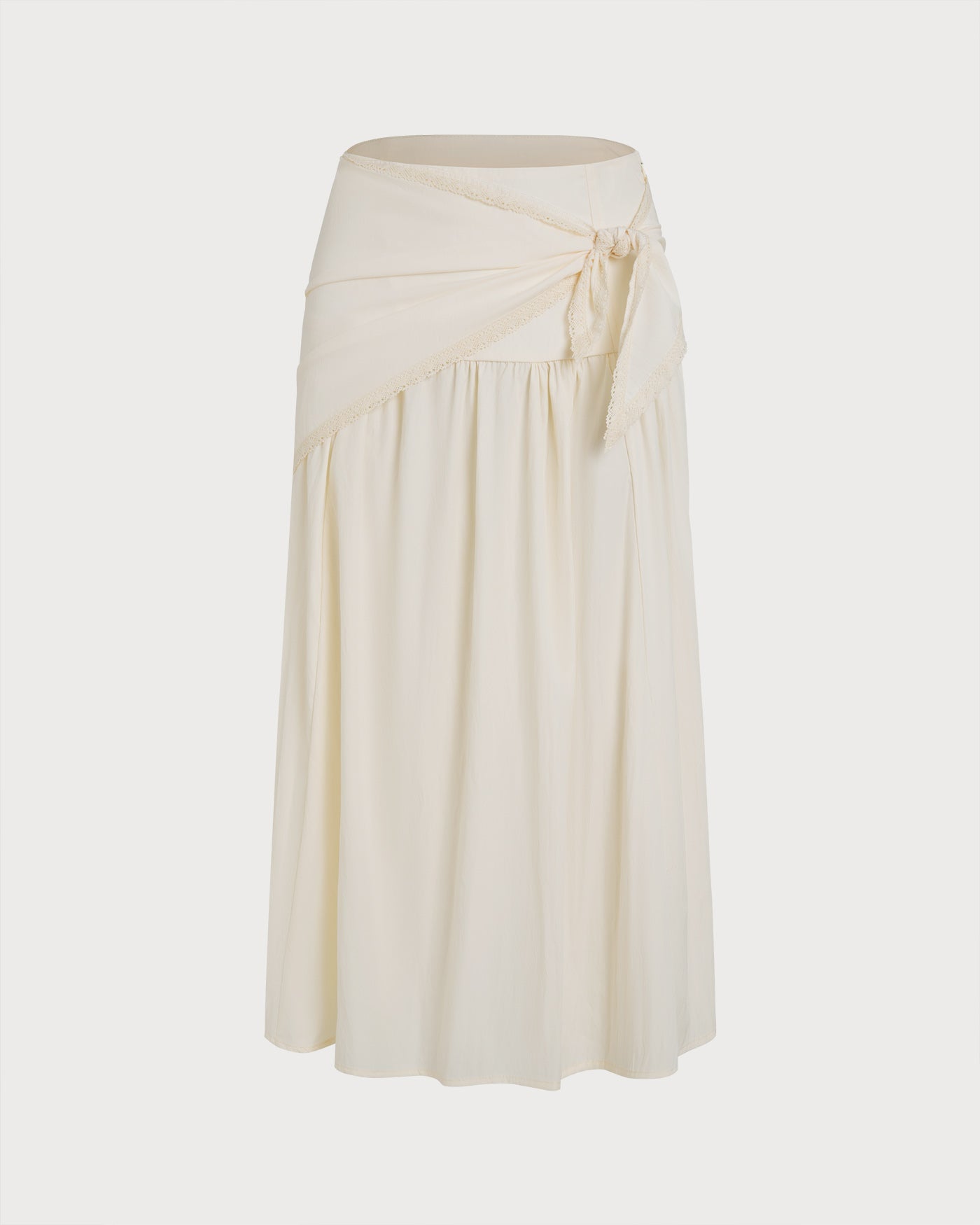 Apricot Splicing Tie Midi Skirt