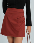 Brick Red Ruched A-Line Mini Skirt