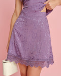 Purple Jacquard Lace Mini Skirt