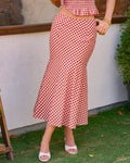 Red Plaid Mermaid Midi Skirt