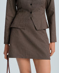 Coffee Plaid A-Line Mini Skirt