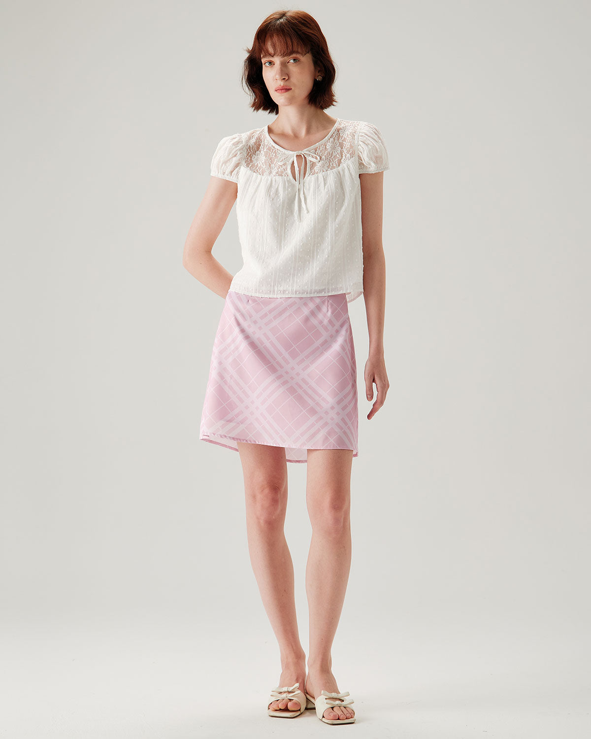 White Lace Puffed Sleeve Tee