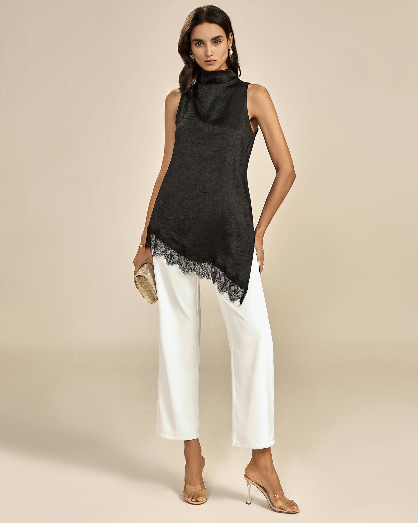 Black Lace Turtle Tank Top