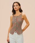 Brown Square Neck Tank Top