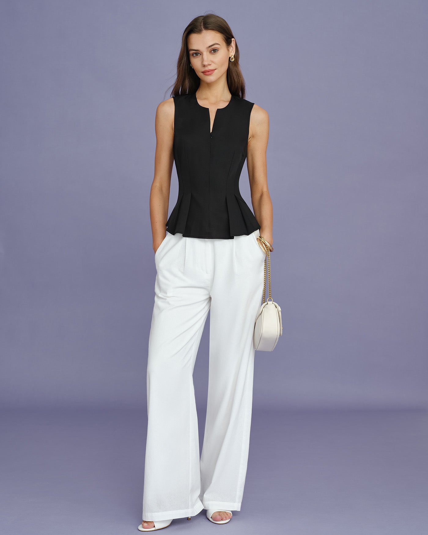 Black Solid Ruched Tank Top